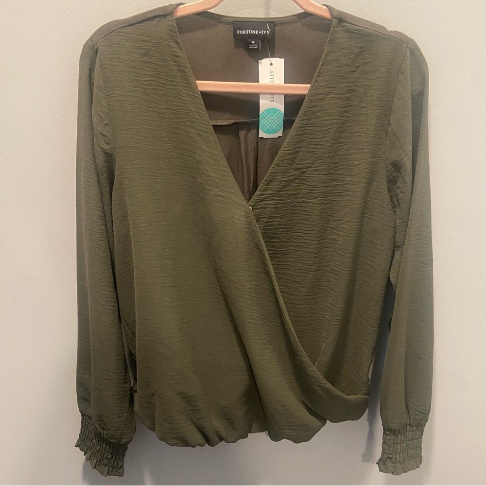 Forest Green Wrap Blouse Stitch Fix